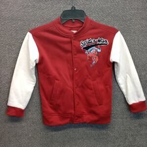 Marvel Spiderman Kids Graphic Varsity Bomber Jacket Red